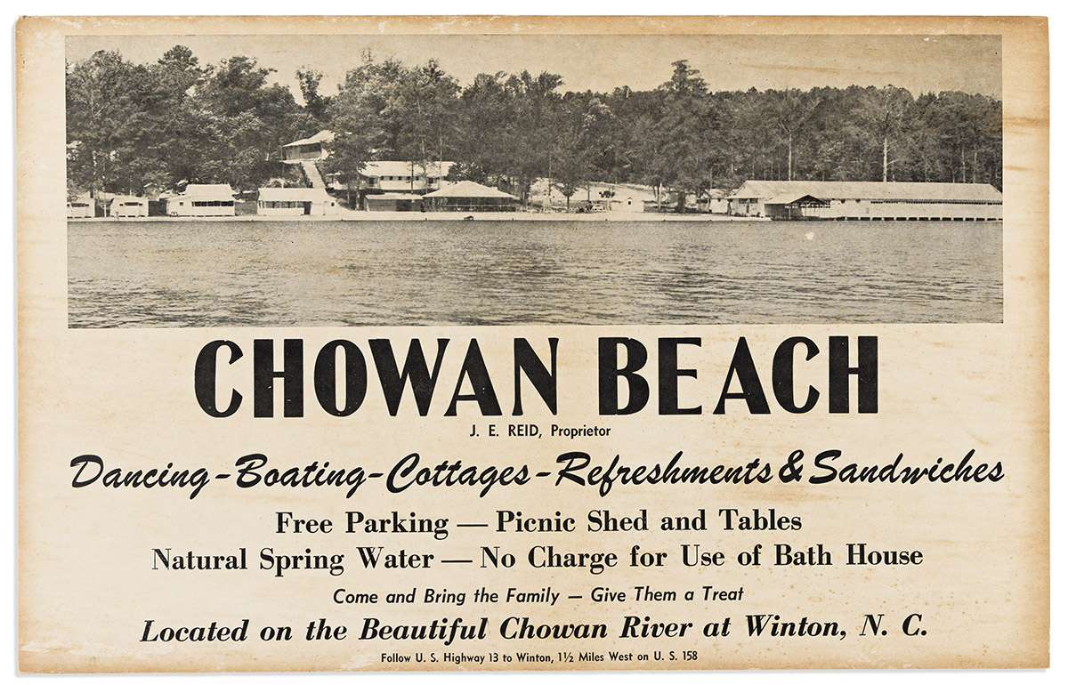 (BUSINESS--LAND.) Poster for the Chowan Beach riverside resort in North Carolina.